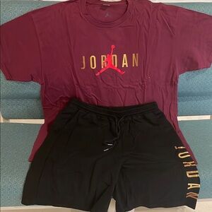 Jordan Maroon T-Shirt and Black Shorts Set
